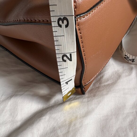 Nicole Miller New York Women's Leather Shoulder Bag Tan Scarf Accent NWT - Picture 11 of 12